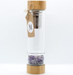 GLASS BOTTLE INFUSER WITH TUMBLED CRYSTALS - Opteamistic, Organic Tea Blends Retailers Australia